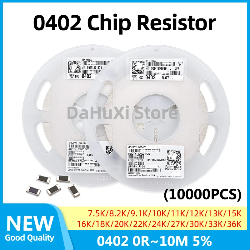 10000 pz 0402 5% 7.5K 8.2K 9.1K 10K 11K 12K 13K 15K 16K 18K 20K 22K 24K 27K 30K 33K 36K 0R ~ resistore fisso a Chip 10M ohm 1/16W