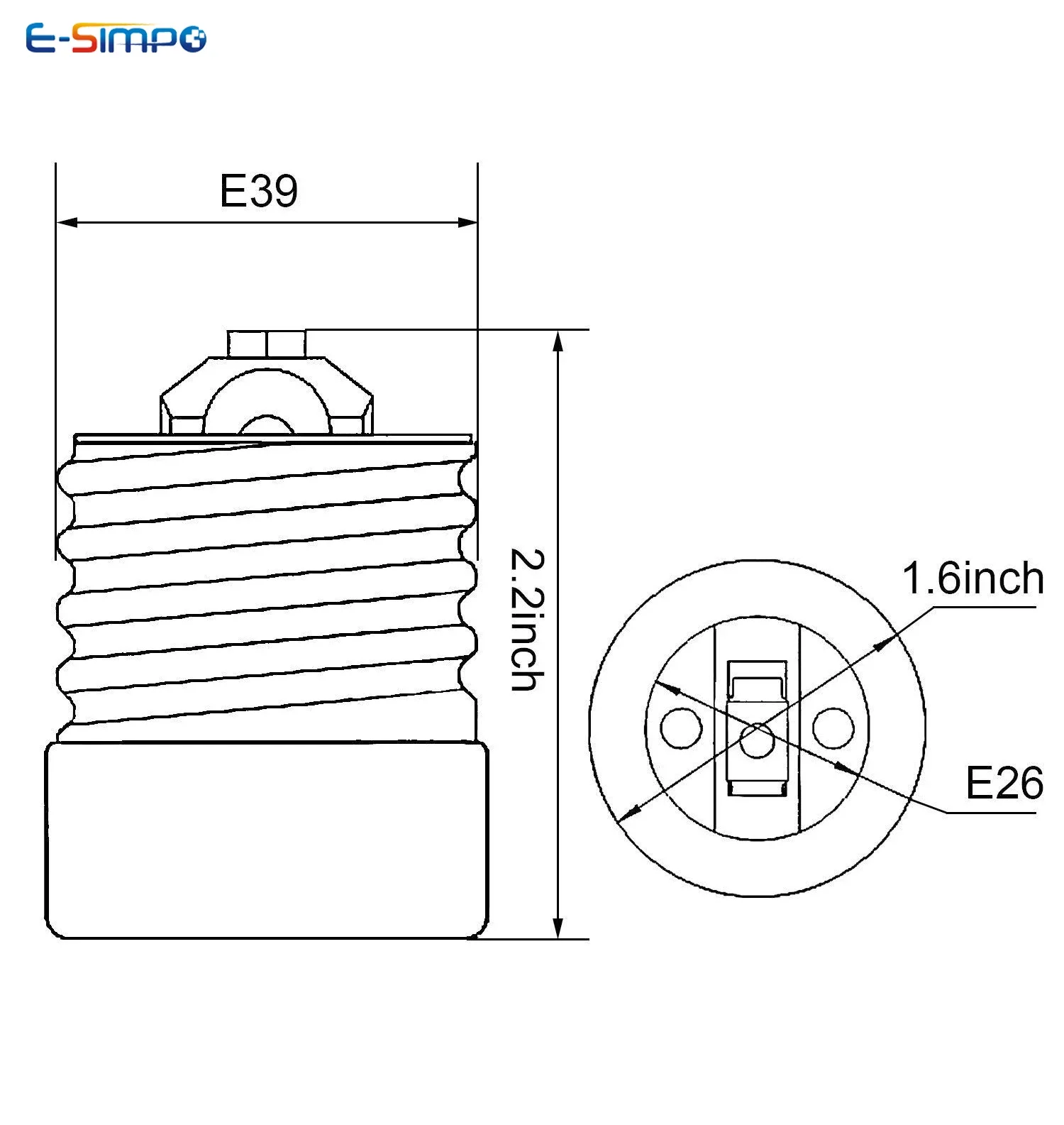 2PCS E40 E39 to E26 E27 Adapter Mogul To Standard Medium Light Bulb Lamp Socket Porcelain Converter,Max 660W 200℃ Heat-resistant