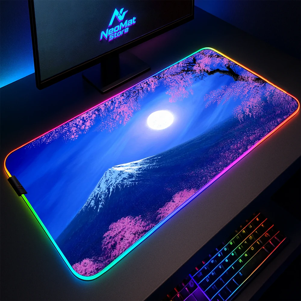 

Игровые коврики Rgb Cherry Blossom, коврик для ПК с подсветкой, коврик для мыши 600x300, японский коврик с подсветкой, фиолетовый коврик со светодиодной подсветкой Сакура