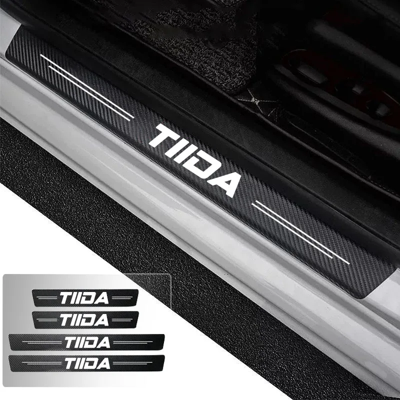 

Car Door Sill Carbon Fiber Sticker Threshold Side Anti Scratch Waterproof For Nissan Tiida Trunk Bumper Scratch Guards Decals