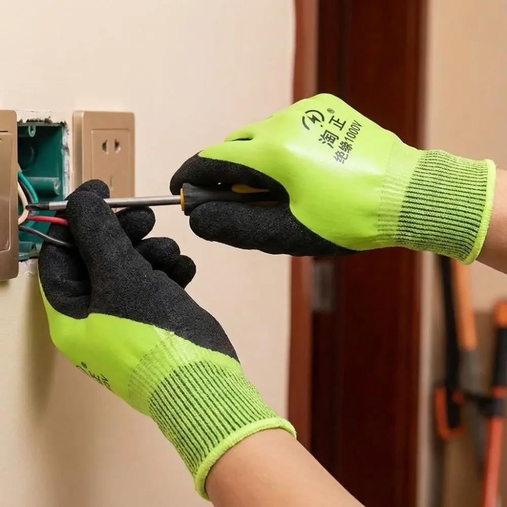 Withstanding Voltage 1000 V Electrician Insulating Gloves High Elasticity Anti Slip Safety Protective Gloves Anti-shock Rubber