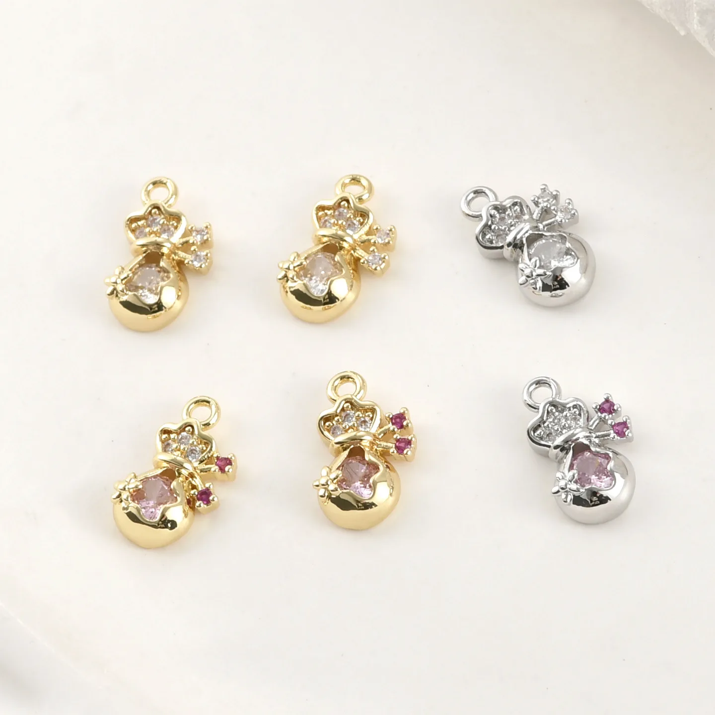 Copper-plated 14k Gold Color Zircon-inlaid Exquisite Small Lucky Bag Pendant DIY Handmade Bracelet Necklace Earrings Accessories