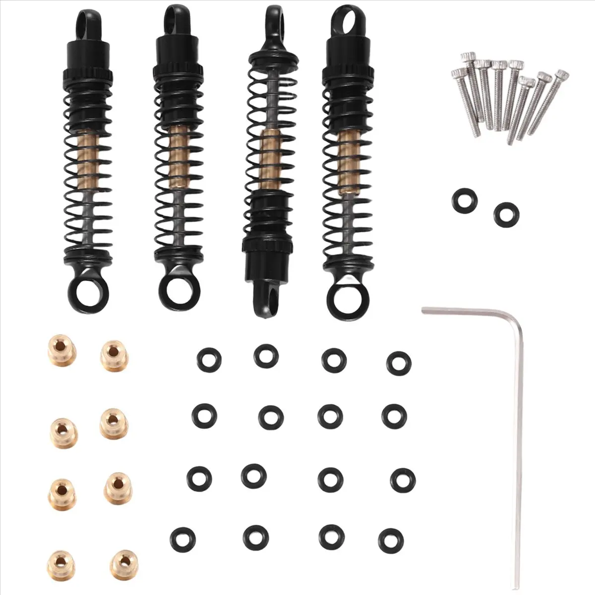 A48U 4Pcs 40Mm Metal Shock Absorber Oil Damper for Axial SCX24 C10 JLU Gladiator Bronco 1/24 RC Crawler Car Upgrades,Black