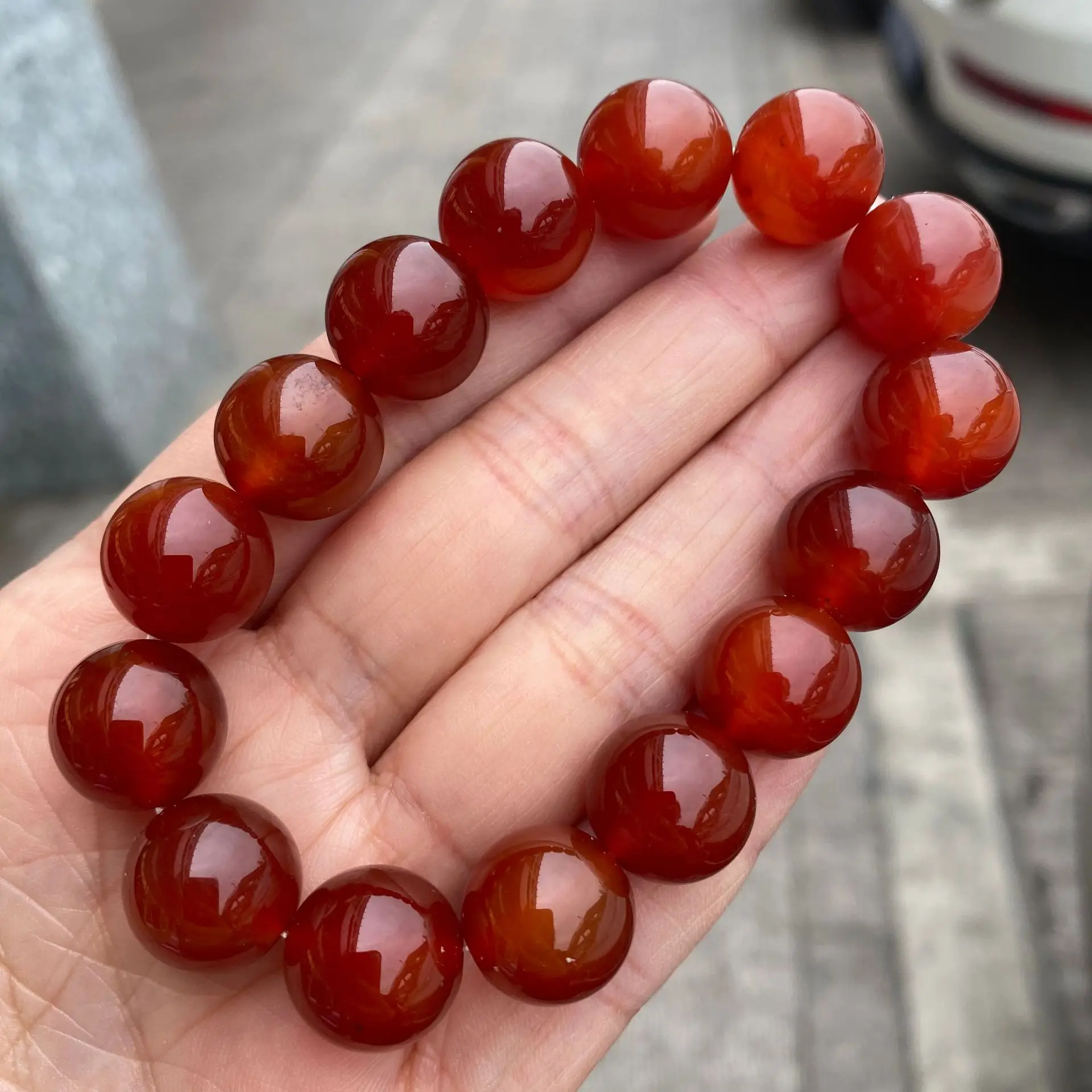 Natural Red Carnelian Beaded Bracelets Natural Red Agate Onyx Stone Beads Stretch Bracelets Yoga Healing Women Men Jewelry Gifts