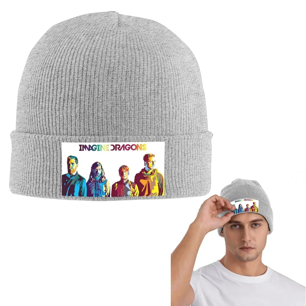 New Imagine Dragons Warm Knitted Cap Hip Hop Bonnet Hat Autumn Winter Outdoor Beanies Hats for Unisex Adult