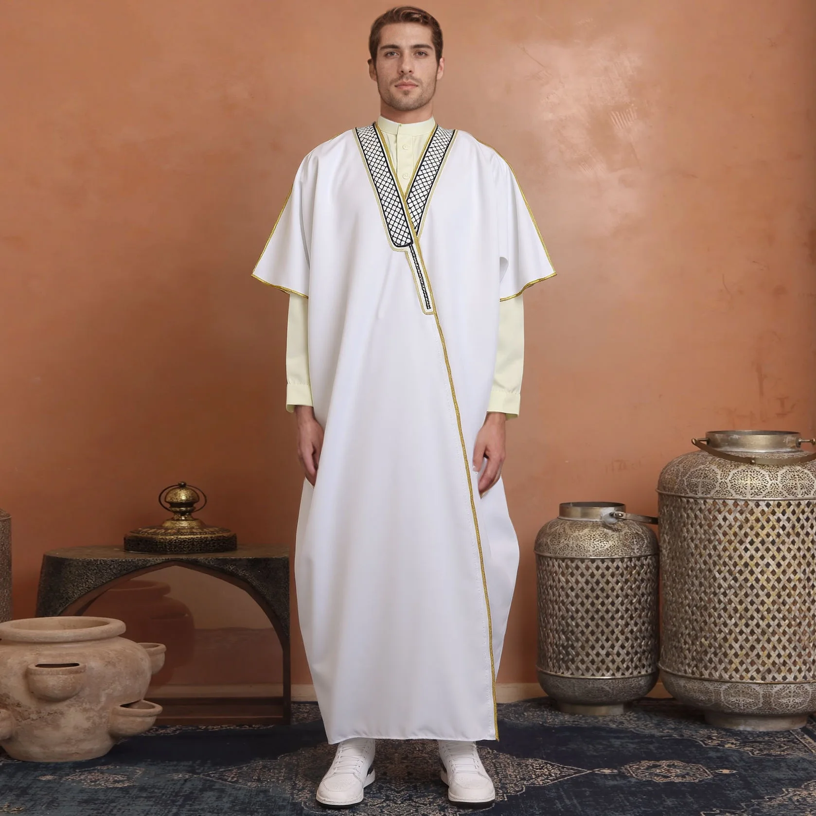 Men Muslim Long Robe Jubba Thobe Kimono Dishdasha Islamic Dubai Saudi Prayer Modest Abaya Kaftan Ramadan Morocco Male Abayas
