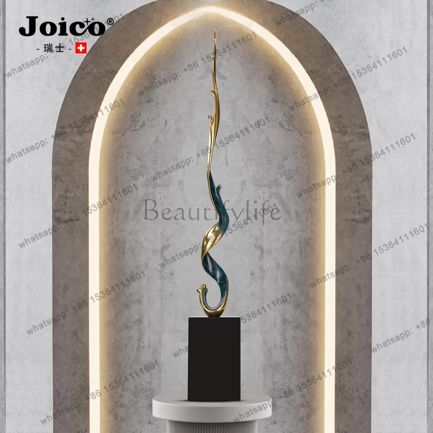 Ornament light luxury minimalist atmosphere wind and water vertical high living room entrance lobby niche decoration