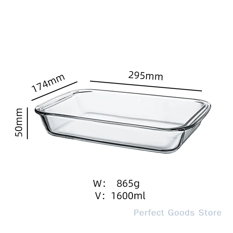 Rectangular Tempered Glass Cookware with Handles, Available in 1.6L and 3L Capacities, for Food Preservation