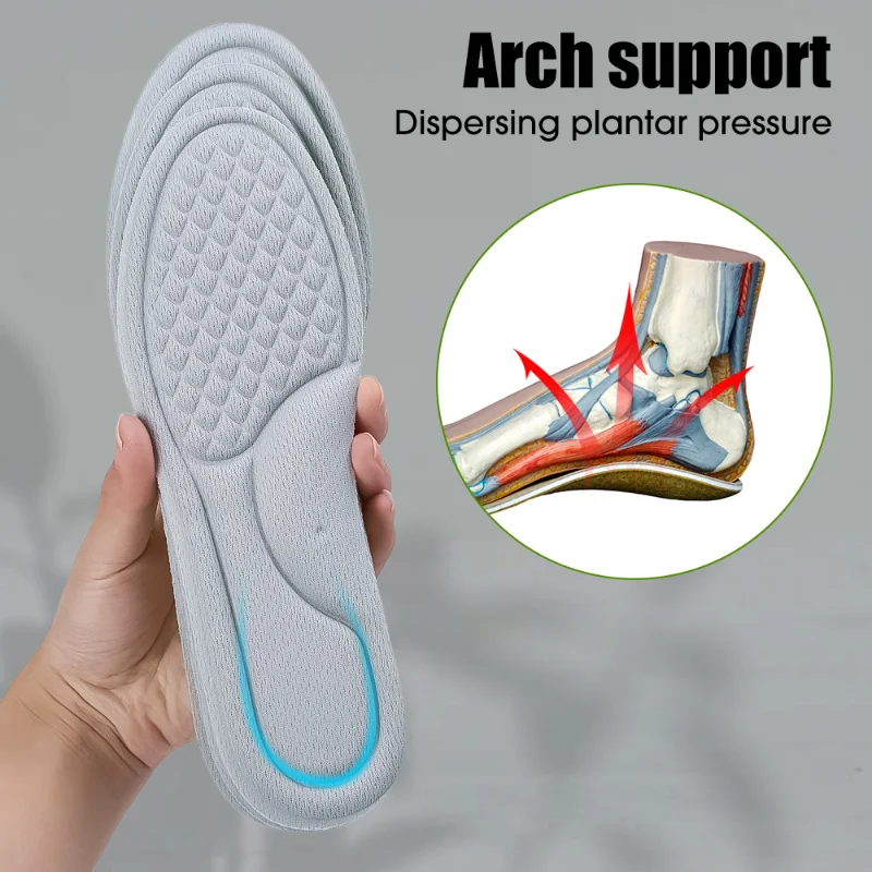 4pcs Soft Memory Foam Insoles for Shoes Sweat-Absorbing Breathable Deodorant Insole for Feet Orthopedic Sponge Shoe Inserts Pad