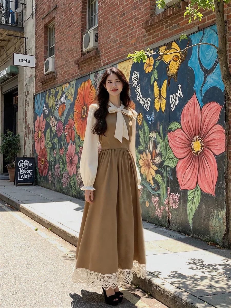 Vestidos femininos preto a linha retalhos outono primavera padrão bolinhas sem mangas em camadas de comprimento médio fino ajuste amarrado cintura alta