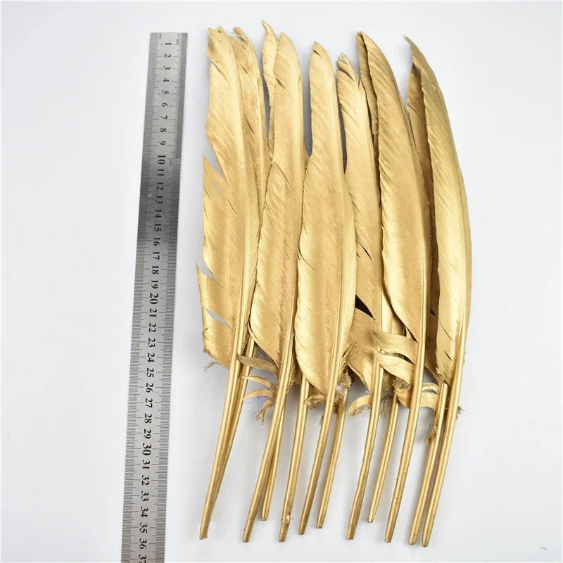 Gold- und Silber-Gänsefedern für Bastelarbeiten, goldene Enten- und Truthahnfedern zur Dekoration von Hüten, Traumfänger, Vasen und als Hochzeitsaccessoires – Detail 4