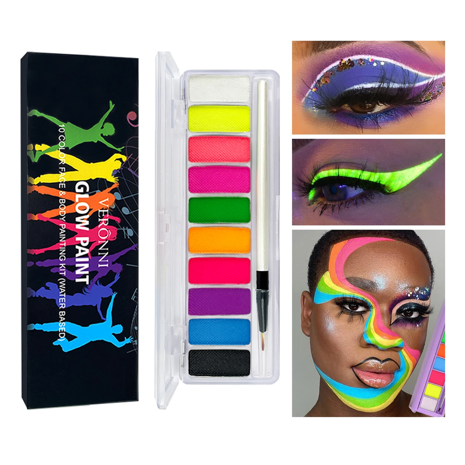 10 Colors Glow Fluorescent Neon Oil Face Body Art Paint Uv Glow Oil Painting Halloween Party Fancy Dress Beauty Makeup Cosmetics