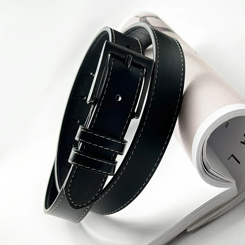 أسود بولي Belts أحزمة جلدية للرجال والنساء ، الجينز السراويل حزام ، سبيكة الموضة دبوس مشبك ، حزام الملابس ، ديكور حزام المشدات ، الكلاسيكية