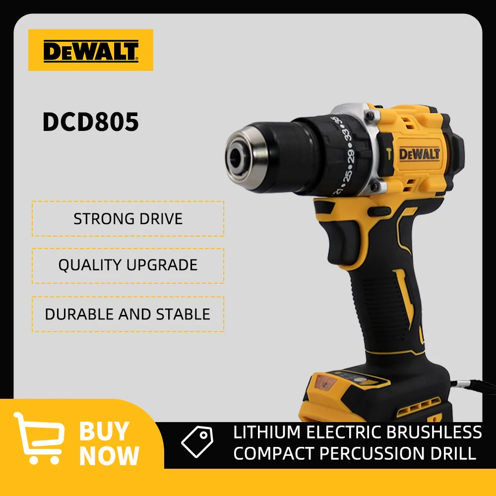 Imagem -02 - Dewalt Brushless Cordless Impact Drill Broca Compacta de Mão Ferramentas Elétricas Recarregável Chave 2000rpm Dcd805 20v