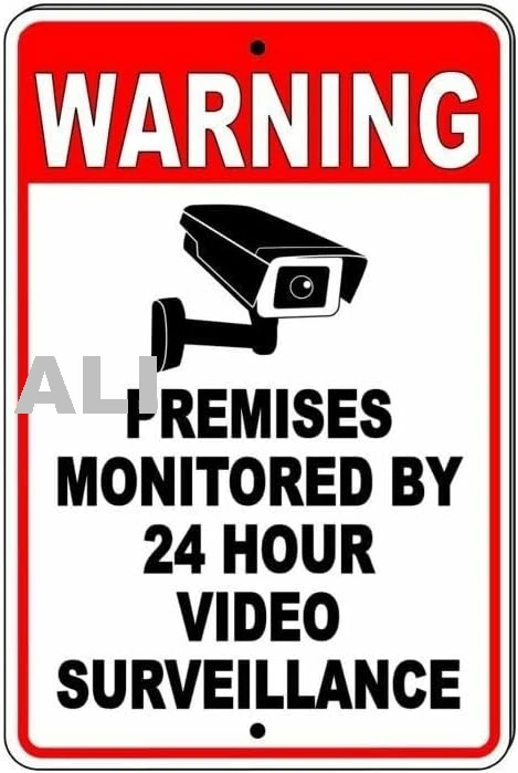 Warning Premises Monitored By 24 Hour Video Surveillance Metal Sign 8 x 12 Inches sign