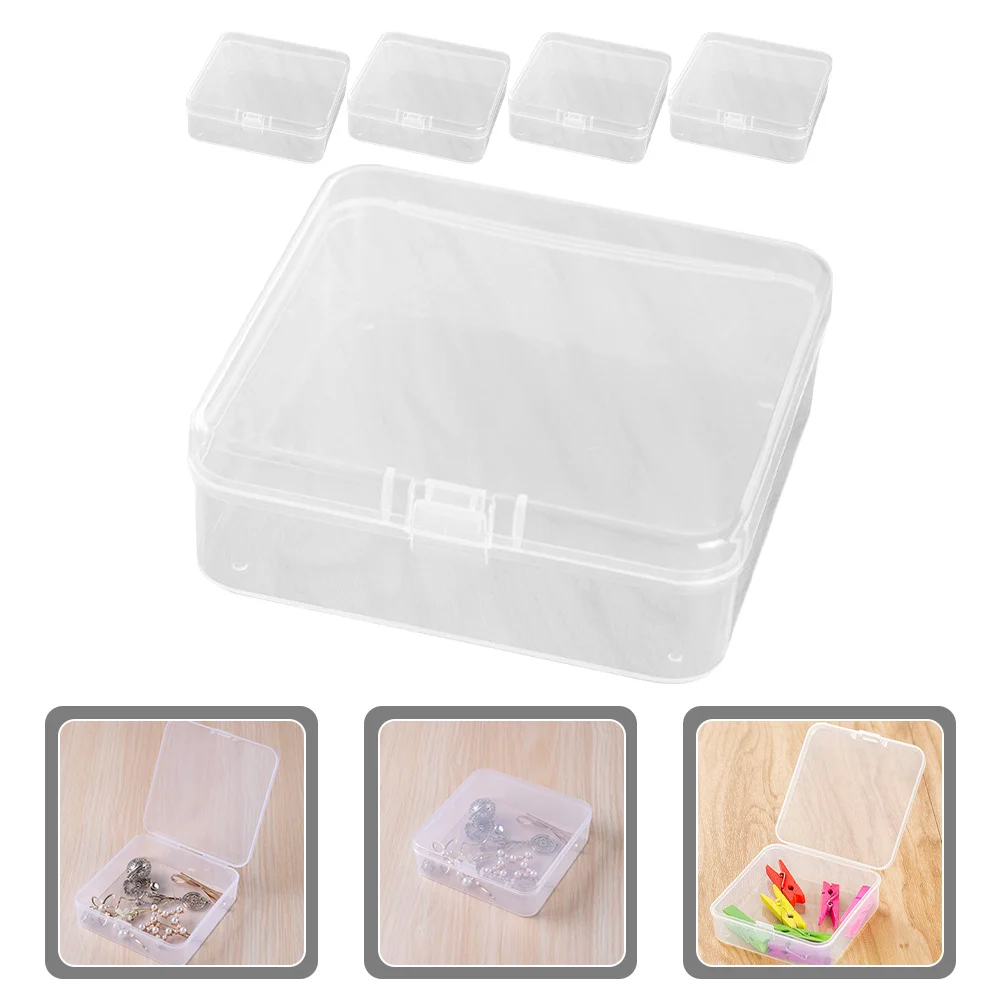 5pcs Storage Box Clear Plastic Small Parts Organizer Box For Beads Screws Nuts Bolts Craft Jewelry Sorting Container Bin