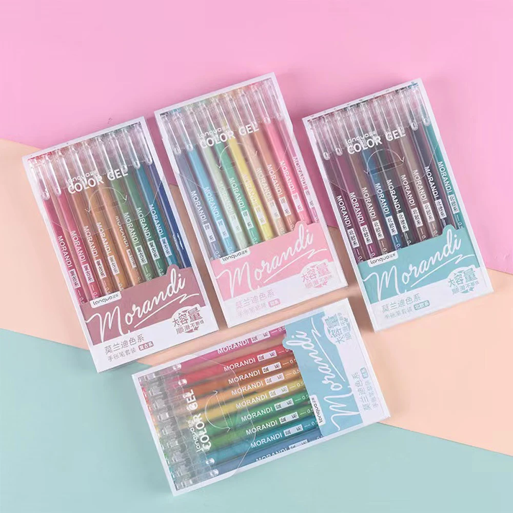 9 Pcs Colored Gel Pens Set Kawaii 9 Colors 0.5mm Ballpoint Pen for Journal Cute School Stationary Supplies