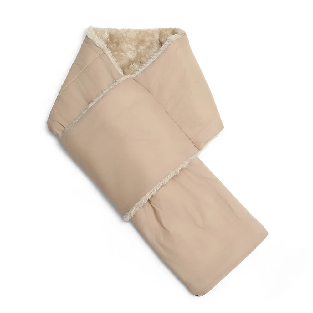 Luxury Waterproof Neck Warmer Thick Windproof Outdoor Scarf Down Cotton Filled Furry Texture Winter Scarf For Men Women