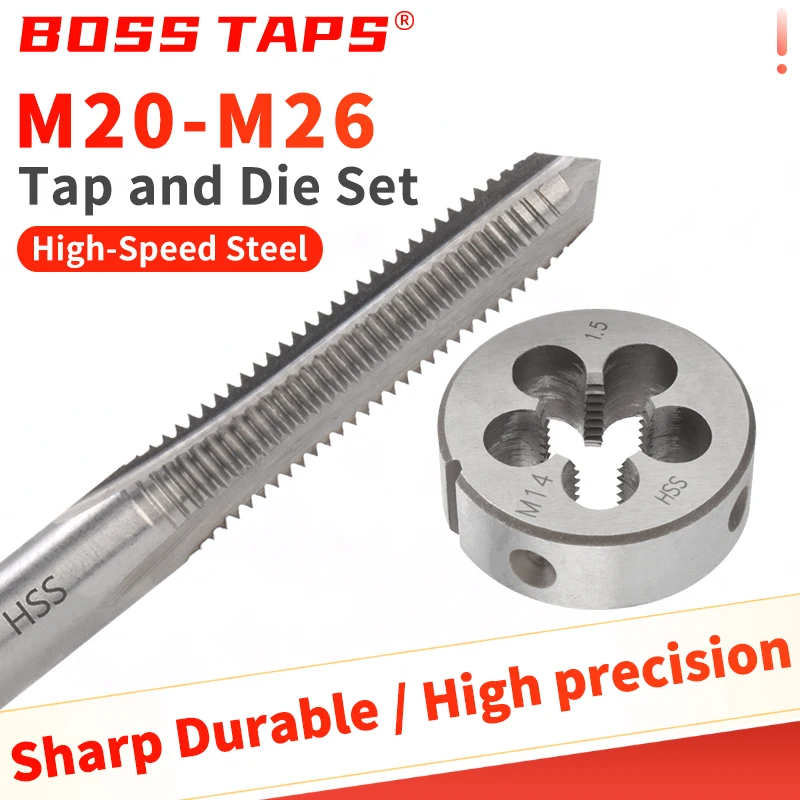 

BOSS TAP 1SET M20-M26RightHand Mertic Tap Die Set HSS Used for machine tool internal and external thread tapping and repair tool