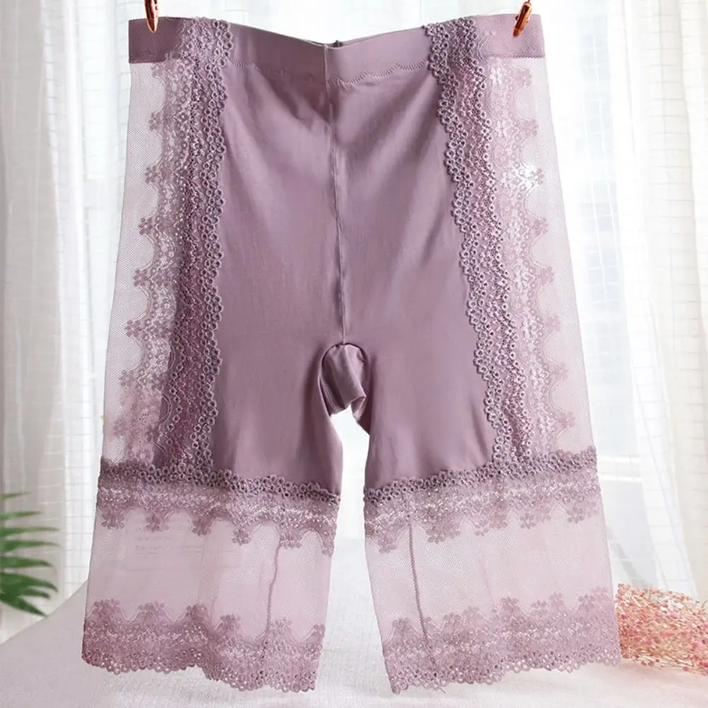 شفافة كبيرة الحجم سلامة السراويل المضادة للوهج عالية الخصر الدانتيل شبكة السراويل الدانتيل زهرة الملابس الداخلية سلس السراويل الصيف #2