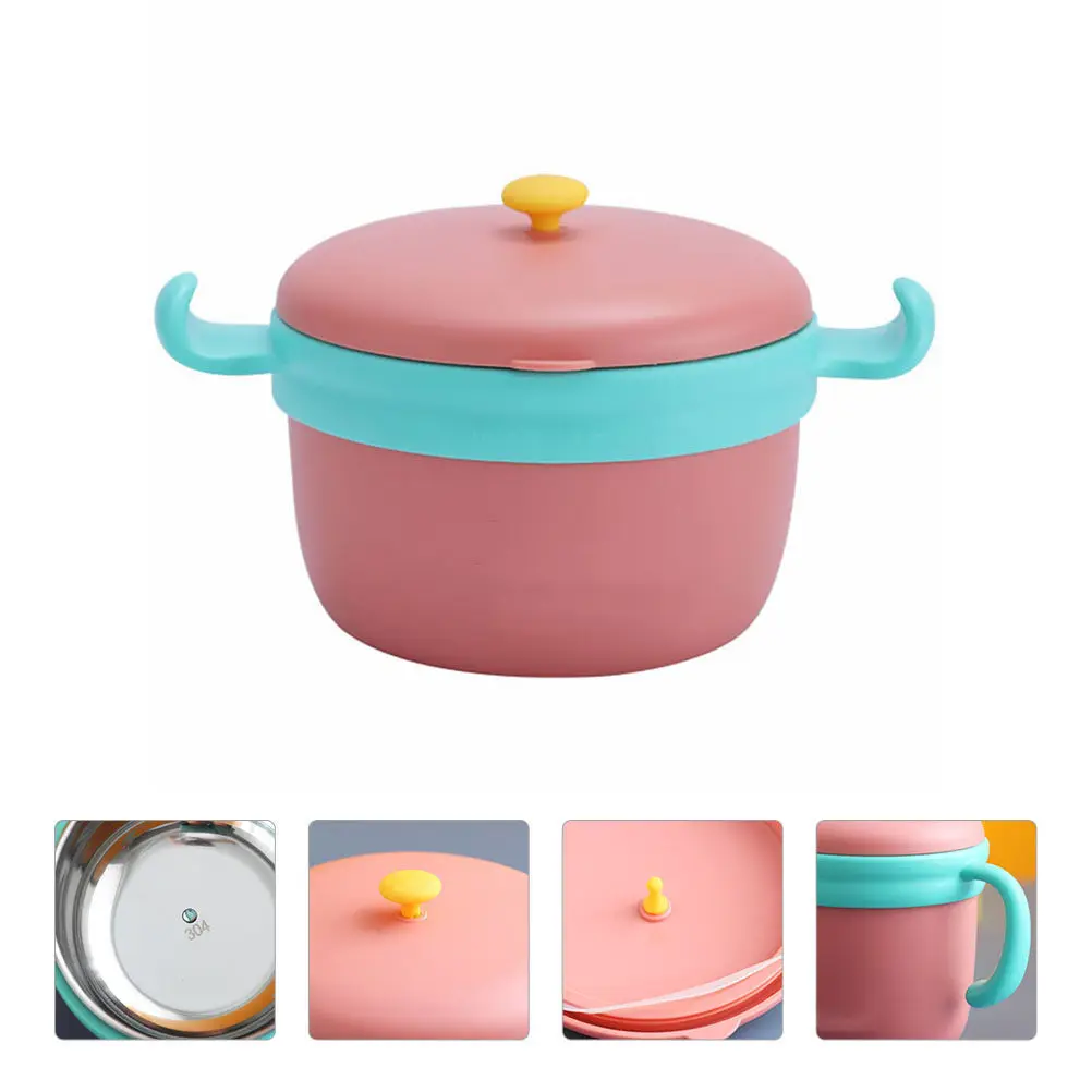 

1Set Baby Stainless Steel Insulation Bowl Feeding Tableware Suction Cup Temperature Control Safe Non Toxic Toddler