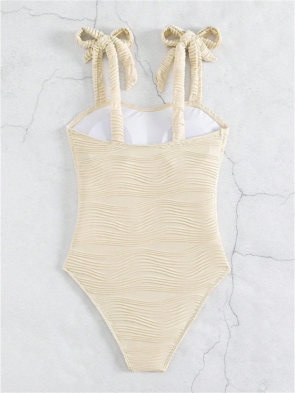 Sexy Bandage Tie Up Bikini Einteiliges Rippen Badeanzug Badeanzug Y2K Urlaub Bademode Pads Frauen Strand Outfit Bikinis de Mujer