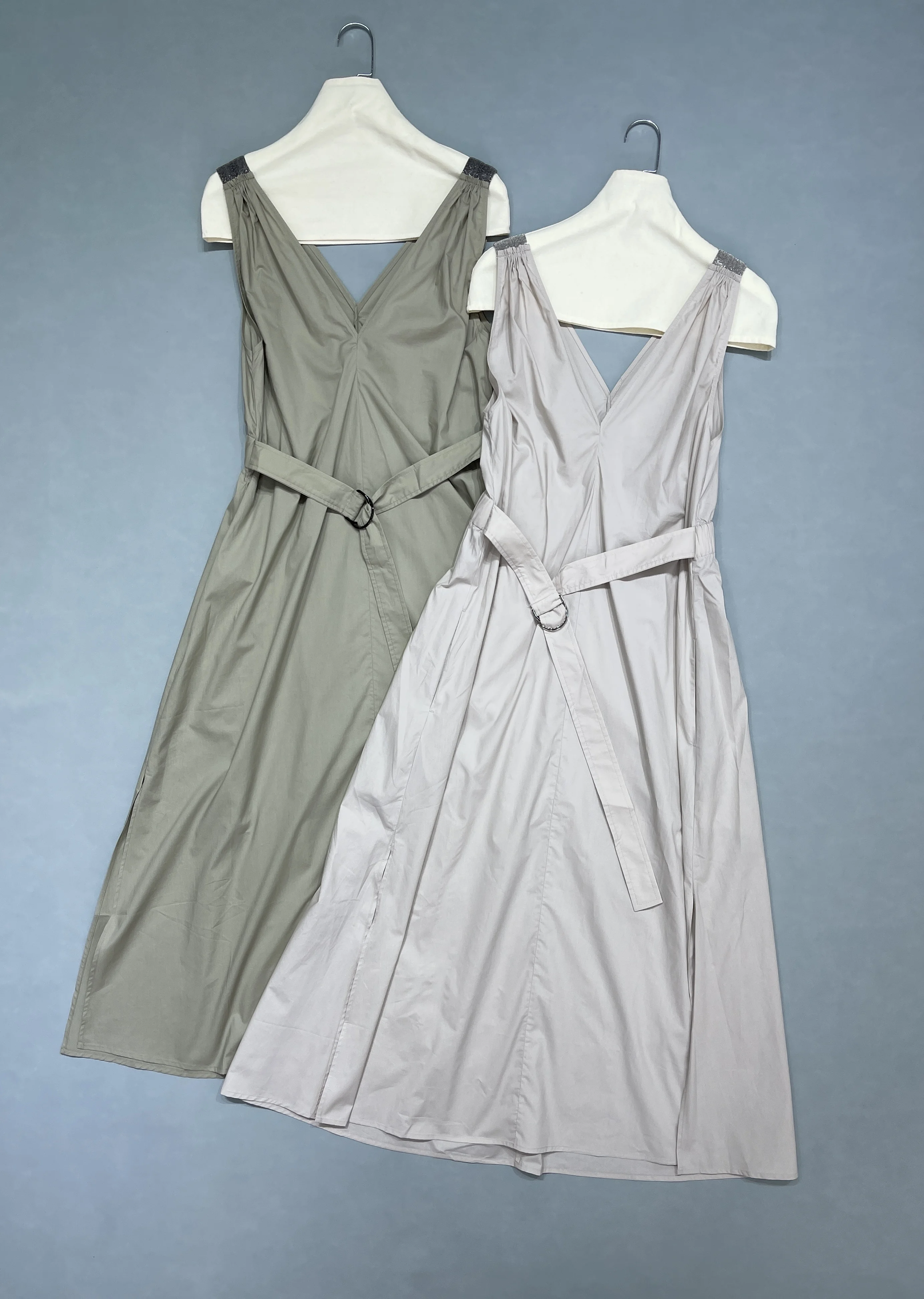 

New Spring And Summer Temperament Draw-Out Waist Slimming Belt V-Neck Sleeveless Vest Dress Long Skirt
