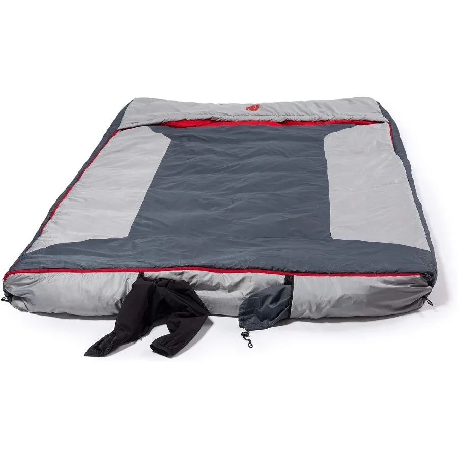 كيس نوم مستطيل متعدد الاستخدامات بغطاء رأس مزدوج عريض 10F أحمر 30F أصفر مع 4pt. كيس الاشياء الضاغطة