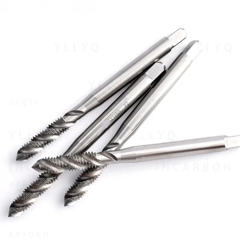 HSSE-M35 Lengeth50 65 70 80 100 120 150MM Spiral Fluted Tap M1.2M1.4M1.6M2M2.5M3-M5White/TIN/TC50/TICN Machine Thread Tap