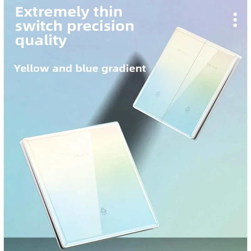 

86 Type Tempered Glass Four Open Single Control Gradient Color 6.5mm Ultra-Thin Concealed Switch Personalized Home Glass Switch