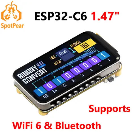Waveshare ESP32-C6 1.47inch Display Development Board 172×320 Supports WiFi 6 & Bluetooth ESP32 1.47 inch Touch Display Type-C