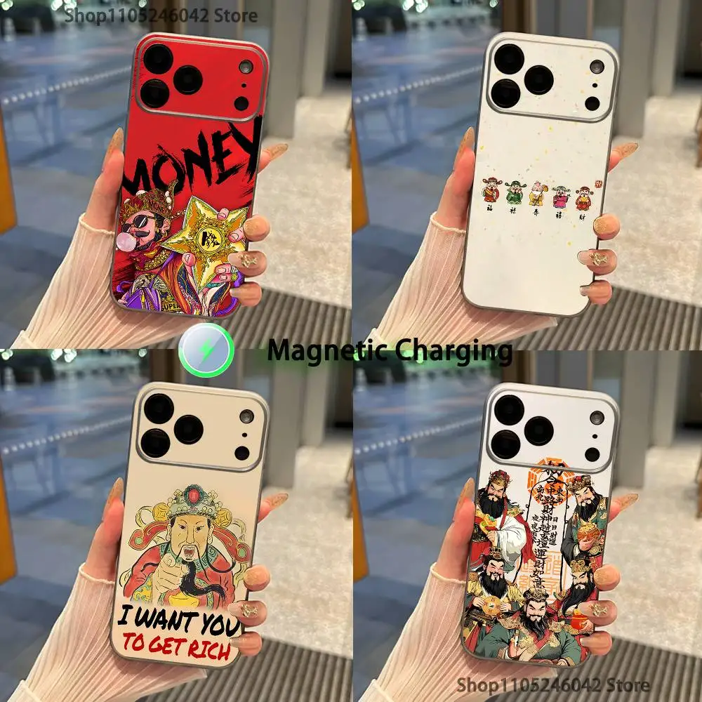 

Chinese Character Blessings Rich Transparent gray Phone Case For iPhone 17,16,15,14,13,12Pro,Max,Plus Magnetic Wireless Charging