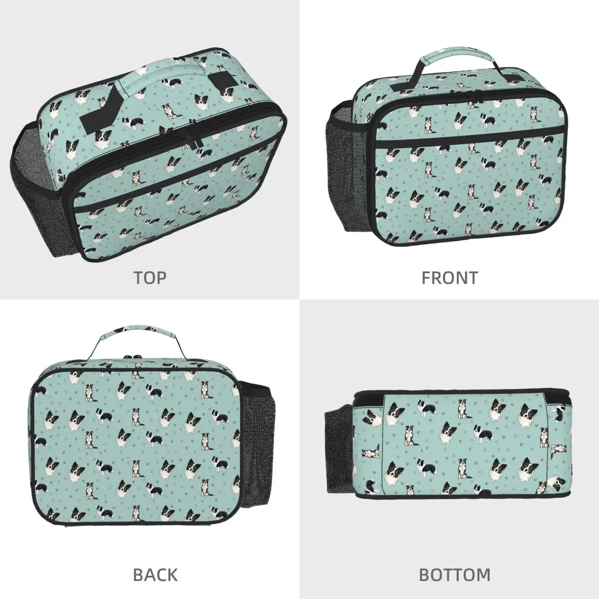 Border Collie Insulated Lunch Bag for Women Children Portable Food Boxes Thermal Lunch Box Tote
