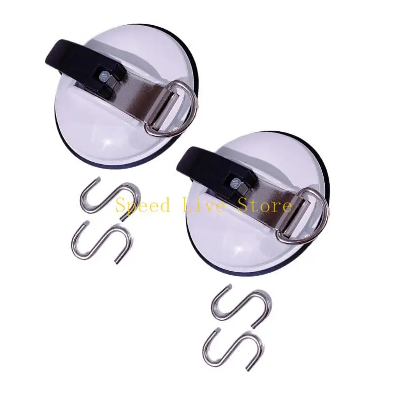 547C Strong Hold High Strength Vacuum Suction Cup Hook for Hanging Gear Car Roof Top Cargo Camping Campers and 2pcs