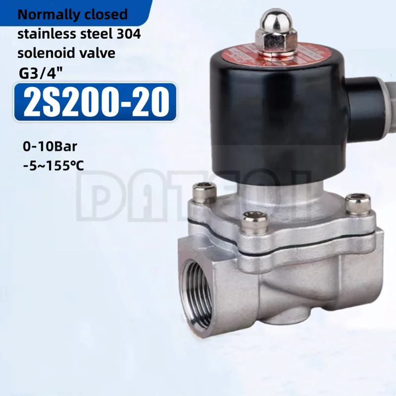 

2Way 2 Position Normally Closed Stainless Steel 304 Solenoid Water Air Valve 2S250-20 AC220V DC24V Corrosion Resistant High Temp