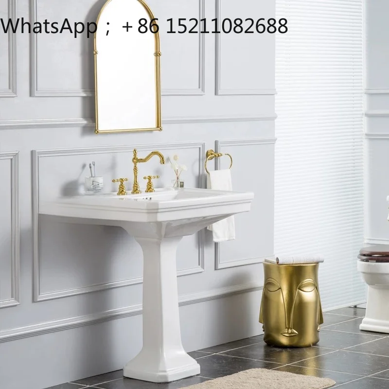 SCY simple large column washbasin retro ceramic hand washbasin floor-to-ceiling bathroom set