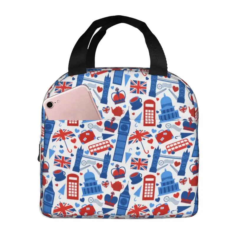 Custom Love The Union Jack Lunch Box for Women Union Flag Cooler Thermal Food Insulated Lunch Bag School Picnic Tote Bags