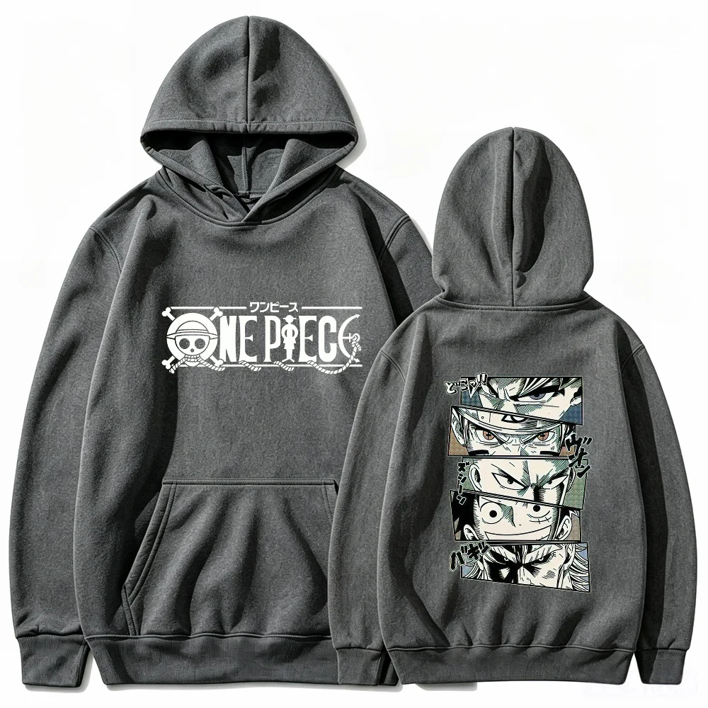 One Piece Anime Manga Panel Hoodie Unisex Front Back Double Print Drawstring Hooded Sweatshirt Kangaroo Pocket Street Top