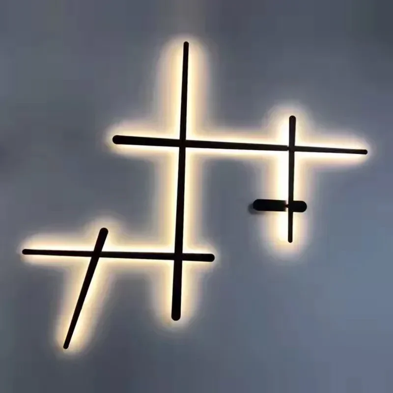 SANDYHA Nordic Minimalist LED Wall Lamp Line Design Background Light for Bedroom Living Room Bedside Home Decoration Lighting