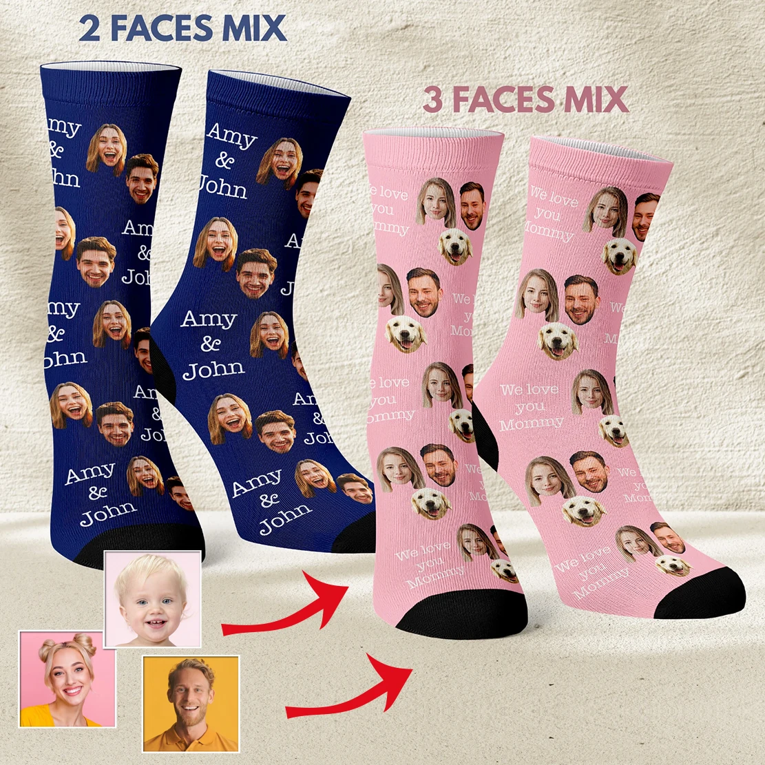 Custom Faces Print Sublimated Socks Galaxy Personalized Smiley Photo Socks with face gag Gifts for Men Women Birthday Gifts