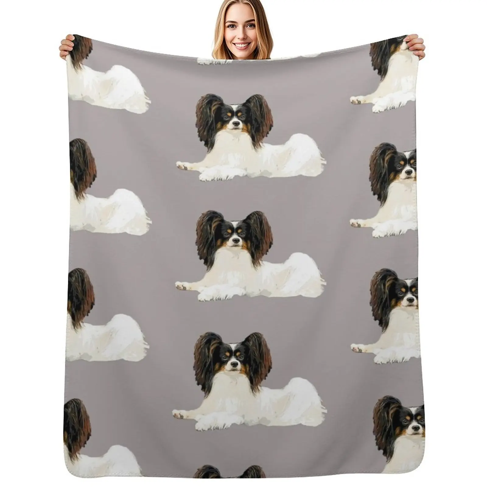 Papillon - Look at those butterfly ears! Throw Blanket Plaid Loose Decorative Sofas Flannels Decoratives Tourist Blankets