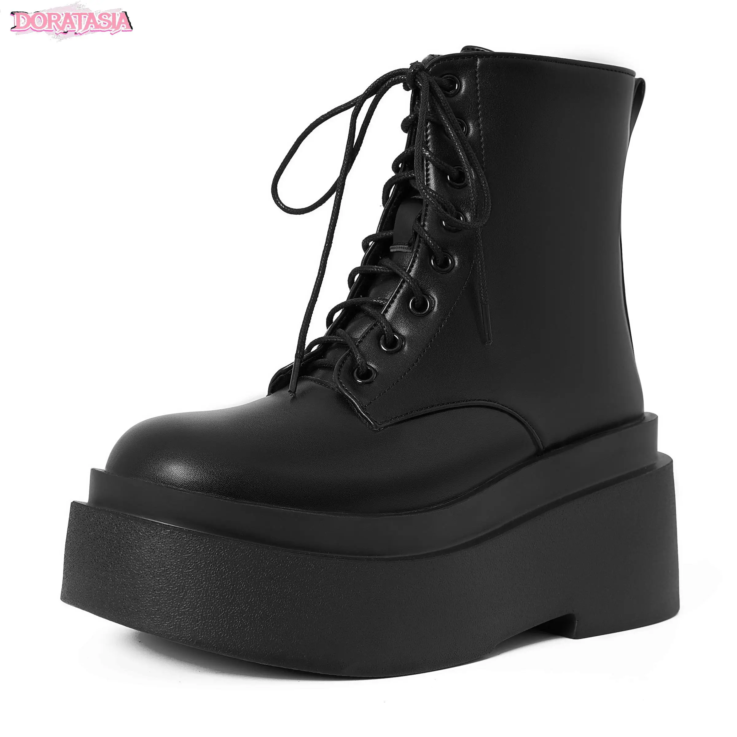 Buty damskie zasznurować grube dolne obcasy platformy buty do kostki projektant mody stylowa luksusowa jakość Casual 2022 zimowe botki