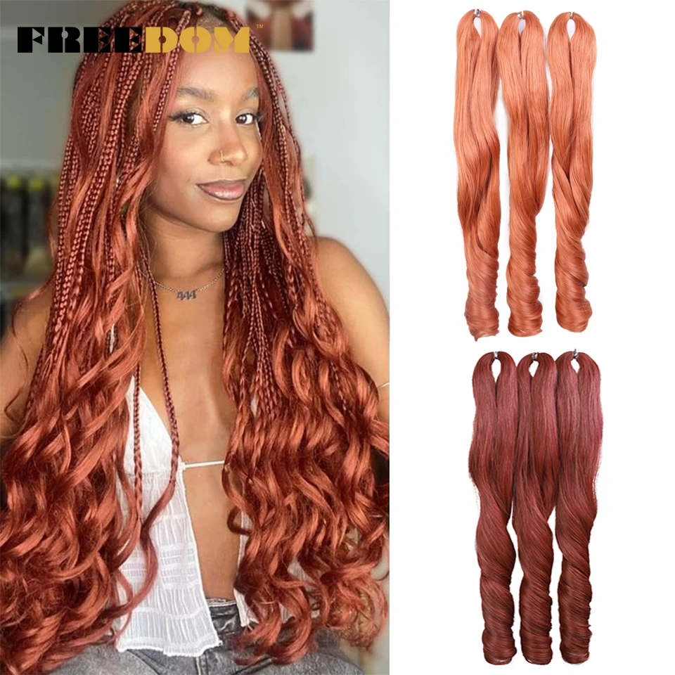 FREEDOM Synthetic French Curly Crochet Braiding Hair Loose Wave Ombre Braids Hair For Women 18 Inch Spiral Curls Hair Extensions