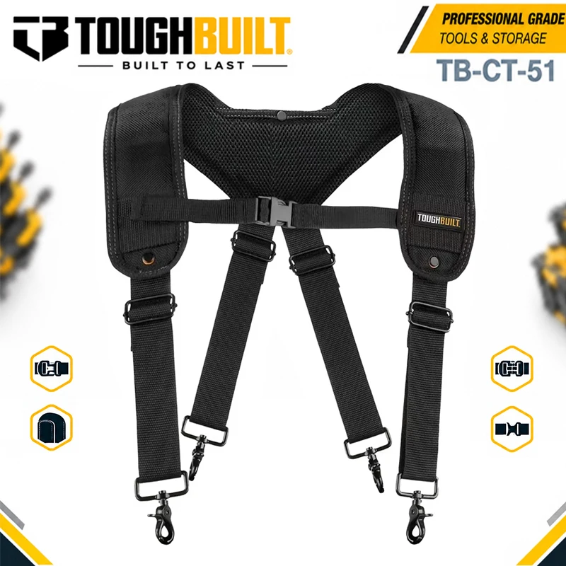 TOUGHBUILT TB-CT-51 Universal Old Style Construction Shoulder Harness, Padded Tool Belt Shoulder Strap Without Belt D-Ring