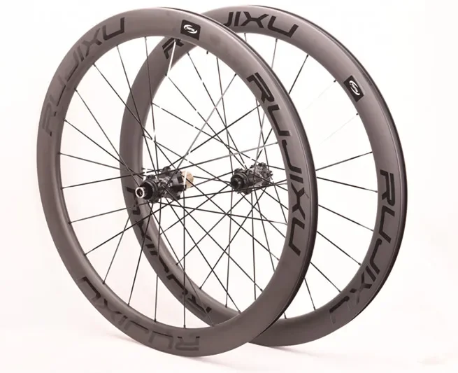 RUJIXU carbon road bike wheels on 700C carbon disc brake rims with centre lock 6-d quick removal road bike wheel sets