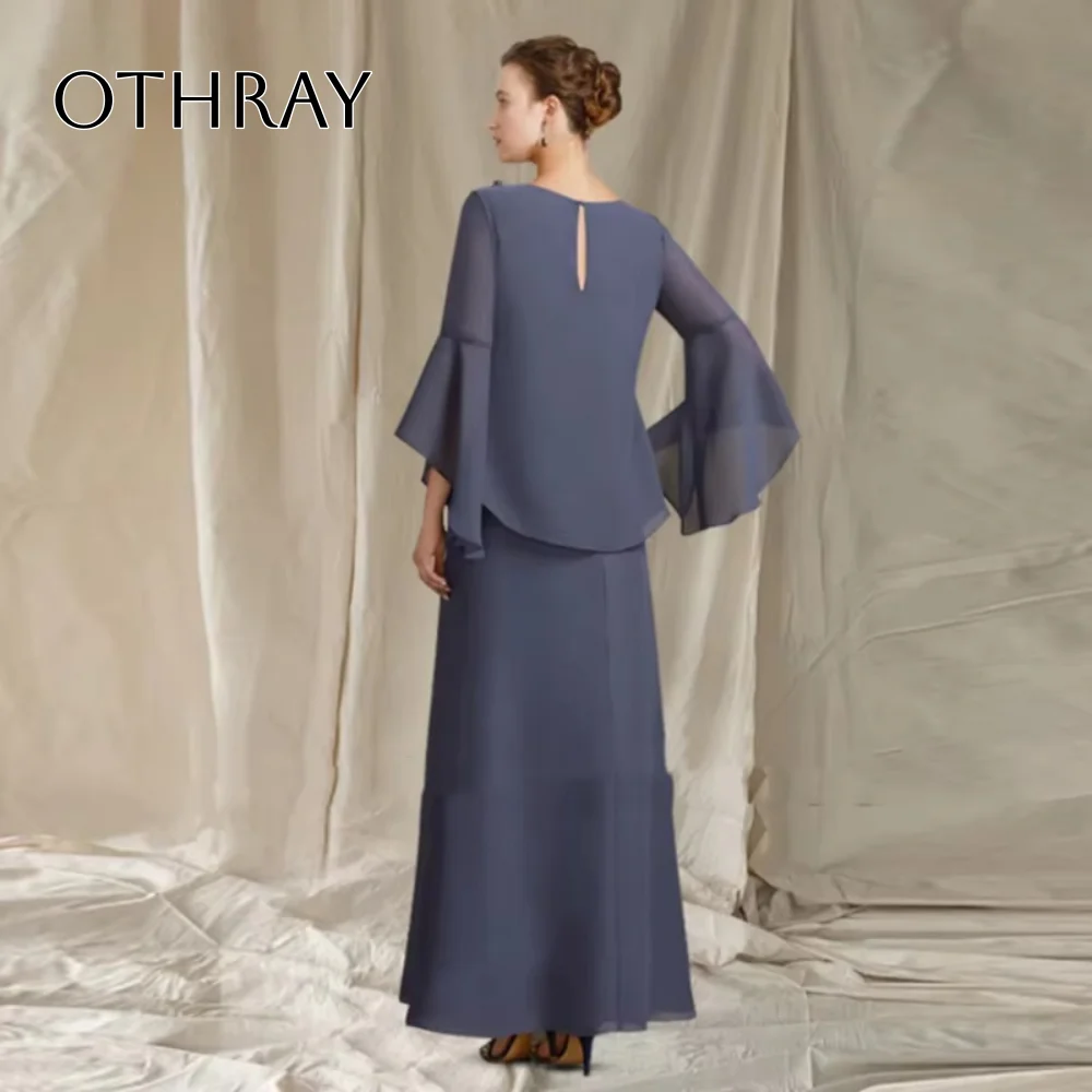 Simple A Line Plus Size Guest Party Gown Scoop Madrina Vestido Fiesta Elegant Mother Of The Bride Dress For Weddings Long Sleeve