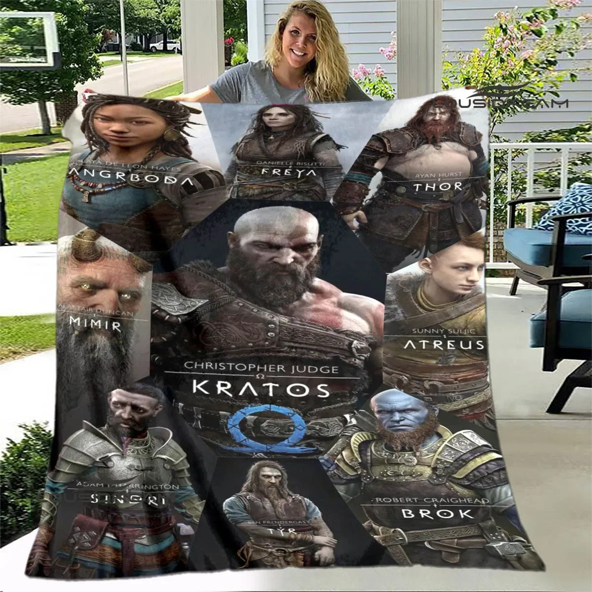 Game god of war Printed blanket Kids Warm blanket Flannel Soft Cozy Blanket Sofa Bed Blanket Travel Blanket Birthday Gift