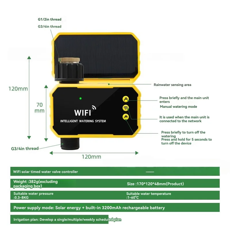 M13K-Solar Wifi Sprinkler Timer Remote App Control Automatic Watering Artifact Garden Irrigation Controller