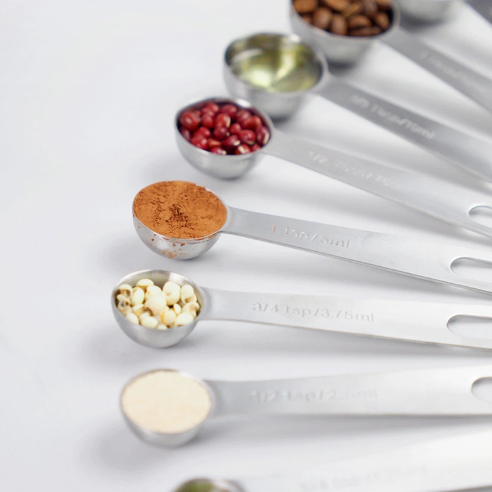 

1Set Stainless Steel Measuring Spoon Kit 11 Pieces Round Professional Lightweight Kitchen Baking Measuring Tool