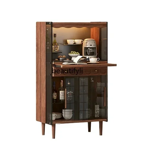 

fg28North American black walnut solid wood dining side cabinet, antique living room wall locker